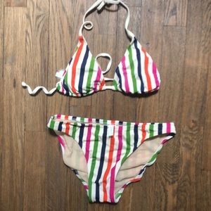 J. Crew Striped Triangle Bikini Set - Small